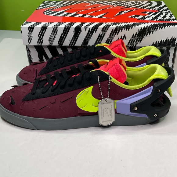 Nike Blazer Low Acronym Customizable Maroon & Black Basketball Size 10 Sneakers - Picture 4 of 14